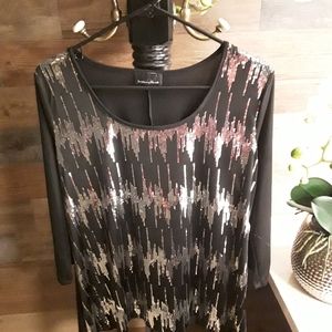 Sequined Shark Bite Hem Top